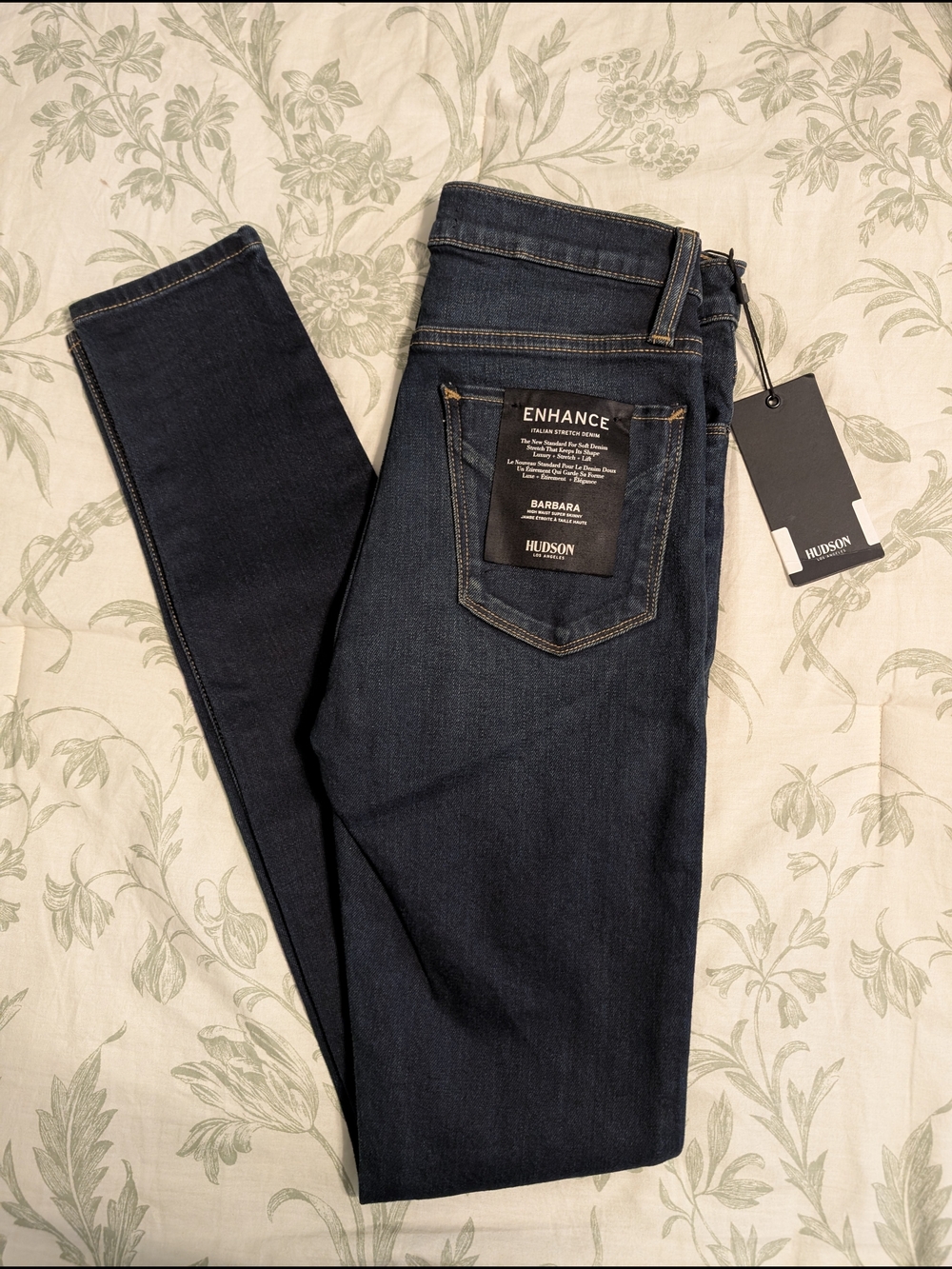 Hudson Jeans Barbara Super Skinny High-Waist Jeans - Dark Wash Blue NWT